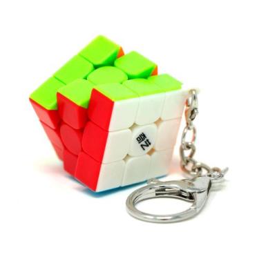 Imagem de Chaveiro Cubo Mágico Profissional 3x3x3 QiYi Lembrancinha 30mm  Sticke