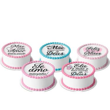 Imagem de 5 Papel Arroz comestível para mini bento cake  Bolo 10 Cm Redondo fest