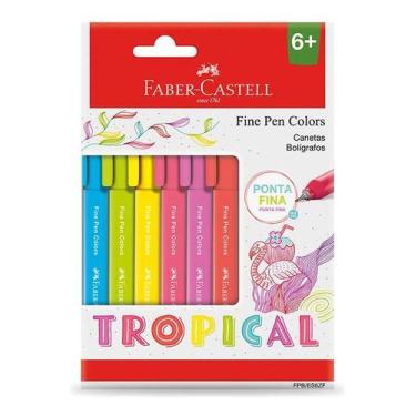 Imagem de Caneta Fine Pen Color 0.4mm Faber Castell 6 Cores Tropical - Faber-Cas