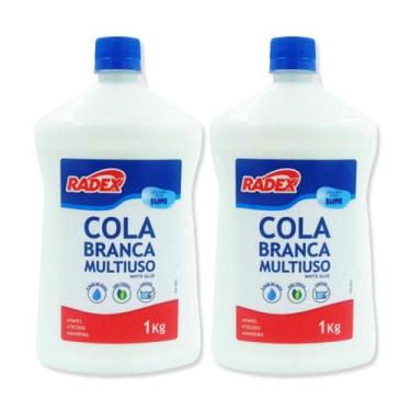 Imagem de Kit 2 Cola branca multiuso Radex 1kg ideal para slime
