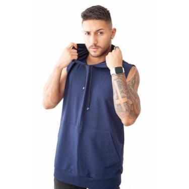 Imagem de Blusa Regata Masculina C/ capuz Bolso Canguru Estilosa Old School (M30