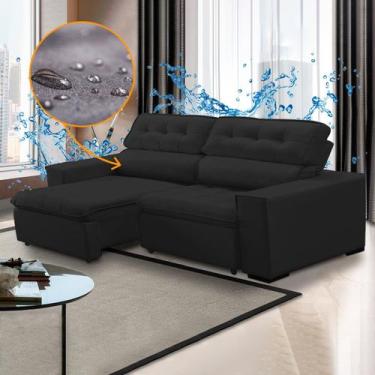 Imagem de Sofá Preto Retrátil Chicago Impermeável 230 Cm Reclinável Espuma D26 T