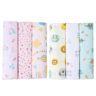 Imagem de Kit 6 Cueiros Papi Flanelados 1,0x0,8m Estampados Menina, Verde, Único
