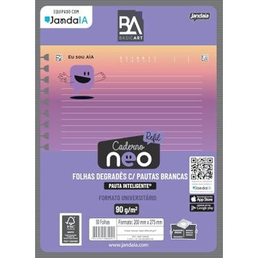 Imagem de Jandaia - Refil para Caderno Neo com Pauta Inteligente Colorido Degrade 80Fls Basic Art