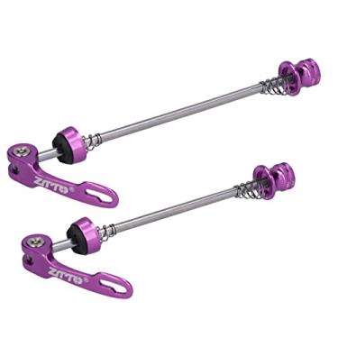 Imagem de FLEXMAN 1 par de eixo universal para bicicletas, mountain bikes de liberação rápida, acessório de espeto dianteiro traseiro para bicicleta (roxo)