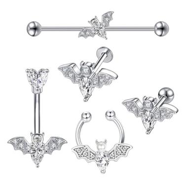 Imagem de Glupez 1/2/3/5/10 peças 1,6 mm halteres industriais Halloween aço cirúrgico CZ Ear Studs kit de piercings de orelha lábio unha cartilagem hélice lóbulo lábio nariz anéis tragus body piercing joia para