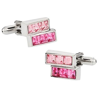 Imagem de Abotoaduras empilhadas de cristal Cuff-Daddy em rosa e fúcsia com caixa de apresentação