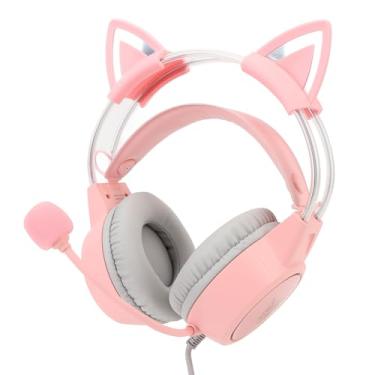 Imagem de Fones de Ouvido Cat, Fone de Ouvido Com Fio Leve RGB para Jogos Com Microfone, Entrada de 3,5 Mm e Som Surround, Fones de Ouvido Leves sobre a Orelha para Meninas e Mulheres