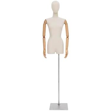 Imagem de Multiuso Manequim destacável meio corpo manequim feminino corpo de manequim de plástico com suporte de metal altura ajustável fácil de montar Janela