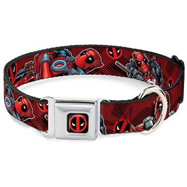 Imagem de Buckle-Down Coleira para cachorro DC-WDP002-WM DPA Dead Pool logotipo preto/vermelho/branco, largo-médio/16-23