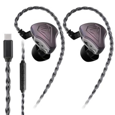 Imagem de FAAEAL In Ear Monitor, Fones de ouvido HiFi com fio, fones de ouvido para jogos, fones de ouvido IEM híbridos com placa frontal de metalurgia do pó, cabo removível QDC de 2 pinos embutido tipo C com