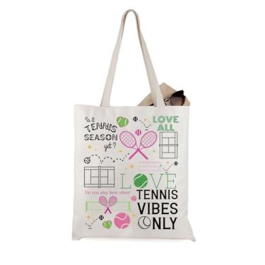 Imagem de WCGXKO Sacola de tênis para mulheres jogadores de tênis e amantes - presente para amantes de esportes, Bege, Medium, Zíper