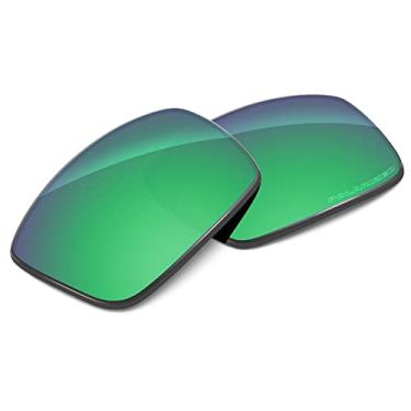 Imagem de Tintart Lentes de substituição de desempenho compatíveis com Oakley Gascan OO9014 policarbonato polarizado gravado-verde esmeralda