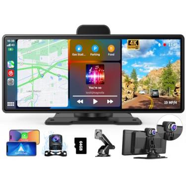 Imagem de Tela Carplay para carro, carplay sem fio e Android Auto, tela portátil Carplay com navegação GPS, AirPlay, BT/AUX/FM (H9 Pro +)