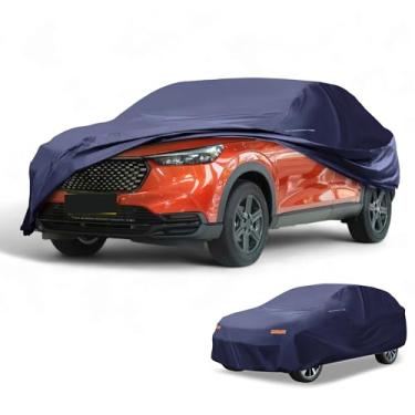 Imagem de Partuto 1 peça capa universal para carro à prova d'água para todos os climas, automotiva, externa, anti-UV, proteção contra chuva e chuva, cobertura externa completa 190T-PU azul marinho adequado para