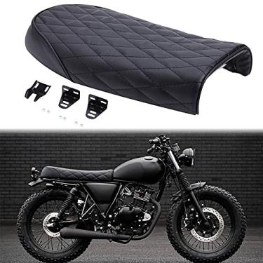 Imagem de Almofada de assento vintage para Honda Yamaha Suzuki Yamaha Universal Motorcycle Flat & Hump Saddle Cafe RacerRich Choices preto 236-239