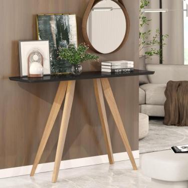 Imagem de Aparador Hall De Entrada Monaco Pés Em Madeira Maciça - Mobigu, Preto