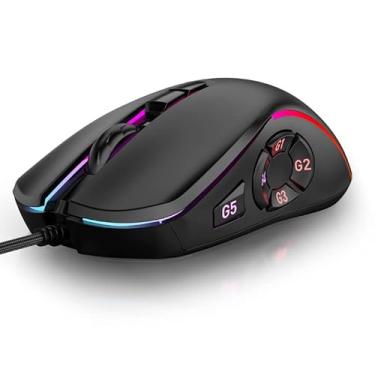 Imagem de Mouse para jogos com fio, 10 botões, com luz de fundo ajustável, função de botão editável de macro driver 800-1200dpi, adequado para laptops, computadores de mesa (os drivers só podem ser editados no
