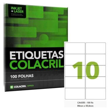 Imagem de Etiqueta Adesiva A4 CA4350 99 x 55,8 mm 100 Folhas Colacril