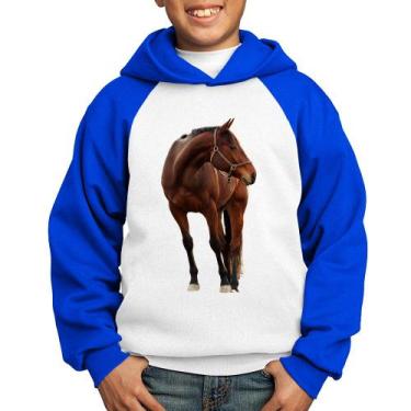 Imagem de Moletom Infantil Cavalo Andaluz - Foca na Moda, Branco, Azul, 14