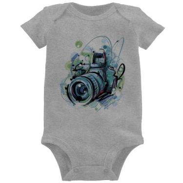 Imagem de Body Bebê Câmera Fotográfica - Foca na Moda, Cinza, GG