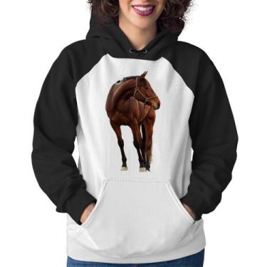 Imagem de Moletom Feminino Cavalo Andaluz - Foca na Moda, Branco, Preto, GG