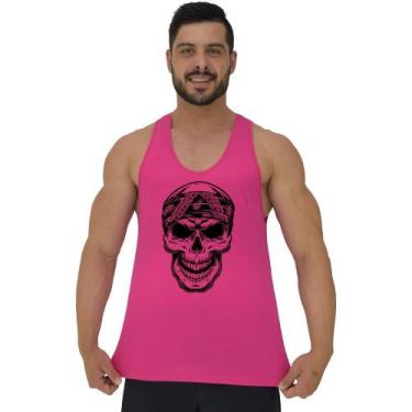 Imagem de Regata Menos Cavada Masculina MXD Conceito Caveira De Bandana, Rosa, M