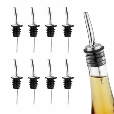 Imagem de MARBELLA Bicos de aço inoxidável para bebidas (pacote com 8) – Acessórios de barman para 1 boca de garrafa, ideal para garrafas de vinho, álcool, óleo, xarope e vinagre