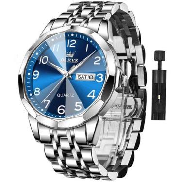 Imagem de Relógio de pulso OLEVS Silver Business Dress para homens impermeável