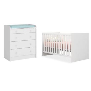 Imagem de Quarto de Bebê Cômoda 2523 e Berço Mini Cama 1344 Doce Sonho Branco - 