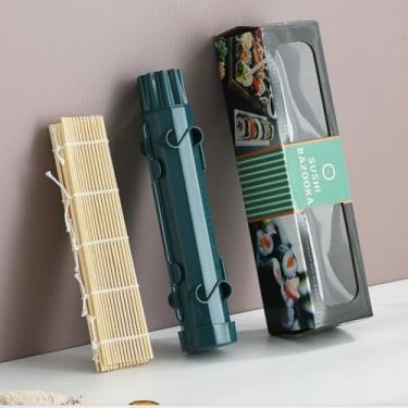 Imagem de Bazuca de sushi, kit de rolo de sushi, molde de rolo de sushi atualizado, máquina de arroz de acampamento, plástico de grau alimentício, kit de fabricação de sushi DIY de arroz e legumes (verde)