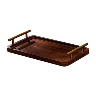 Imagem de SiaBiced Bandeja de Madeira com Alças, Moderna, Prato de Comida, Bandeja de Chá para Pátio, Lanche, Cozinha, Café Da Manhã, Cama, Bar, Dark Wood L, Tamanho real