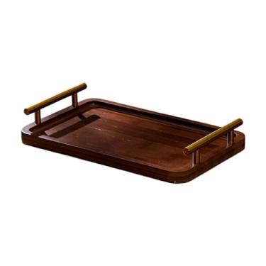 Imagem de SiaBiced Bandeja de Madeira com Alças, Moderna, Prato de Comida, Bandeja de Chá para Pátio, Lanche, Cozinha, Café Da Manhã, Cama, Bar, Dark Wood M, Tamanho real