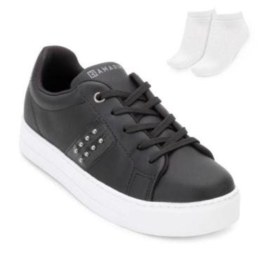 Imagem de Tênis Casual Ramarim e Meia RM25-25931, 37, Preto, Branco