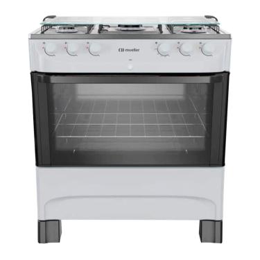 Imagem de Fogão à Gás Mueller MFI5BB 5B Mesa Inox Forno 81,6L Branco-Bivolt