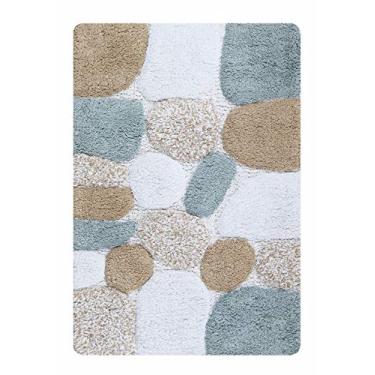 Imagem de Caminho de banho de pedra de seixo antiderrapante 53 x 81 cm, cinza e bege