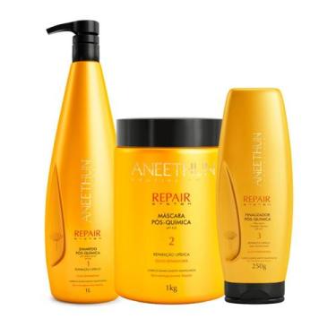 Imagem de Kit Aneethun Repair System Pós quimica Shampoo 1L + Máscara 1Kg + Fina
