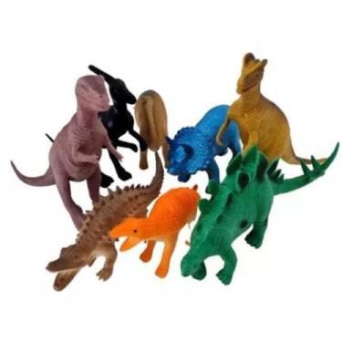 Imagem de Kit Dino Dinossauro Borracha Realístico Brinquedo 8 Peças Decoração - 