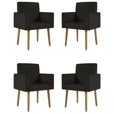 Imagem de Kit 04 Poltronas Decorativa Recepção Courino Balaqui Courino Preto