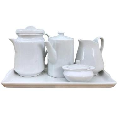 Imagem de Jogo Café e Chá, Bandeja + Açucareiro barquinha 100ml + Bule bico long