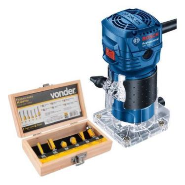 Imagem de Tupia Bosch Gkf 550 550w 110v E Kit Fresas P/ Madeira 6 Pcs