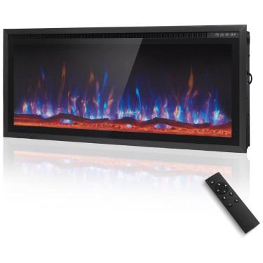 Imagem de Lareira Elétrica de Parede MAISON ARTS 106 cm para Uso Interno, Controle Remoto, Tela Touch, 1500/750W, Chama LED Ajustável