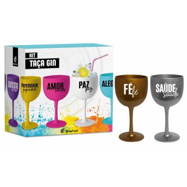 Imagem de Conjunto Taças de Gin 580 ml Com 2 Unidades Fé e Saúde Dourado e Prata Taça de Plástico Água Suco Drink Presente Criativo Ano Novo Festa - BrasFoot