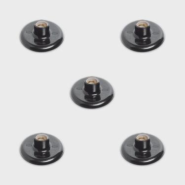 Imagem de Conjunto de 5 Plafon Redondo de Sobrepor 100w Bocal Porcelana E27 Preto