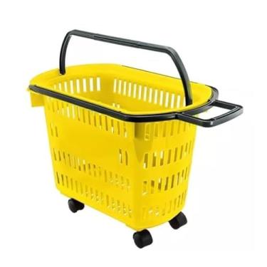 Imagem de Carrinho de Compras com Rodas para Supermercado, Cesta com Alça, Dobrável