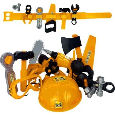 Imagem de Kit 16 Ferramentas Infantil Construção Brinquedo Vermelho E Amarelo Me