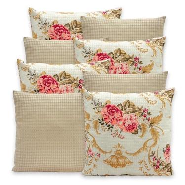 Imagem de Kit 8 Capas de Almofadas 40x40 Piquet Favinho C/Zíper (ROSAS CAQUI)