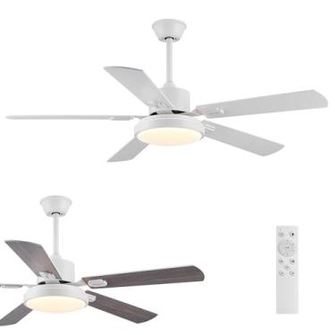 Imagem de XIZEHA Ventiladores De Teto Brancos De 52" Com Luz E Controle Remoto, Ventilador De Teto Moderno Com Luzes, Ventilador De Teto Branco De 3 Lâminas Para Ambientes Internos, Quarto E Sala De Estar