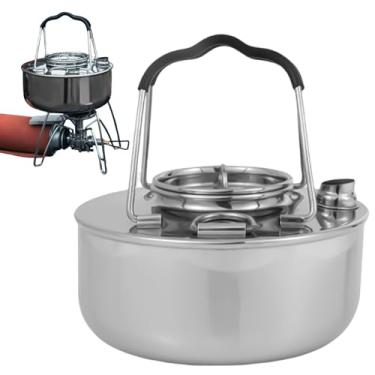 Imagem de Chaleira para fogo aberto, chaleira ao ar livre | Equipamento de mochila portátil de chaleira - Bule de acampamento estável, acessórios de fogão ao ar livre com grande capacidade de, piquenique