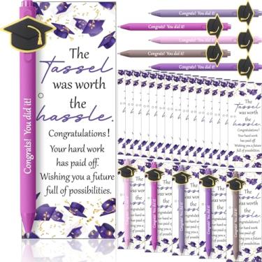 Imagem de MotiMind 20 conjuntos de canetas esferográficas de formatura classe de 2025 presentes em massa para formatura com cartões motivacionais lembrancinhas de festa para universidade, faculdade, ensino